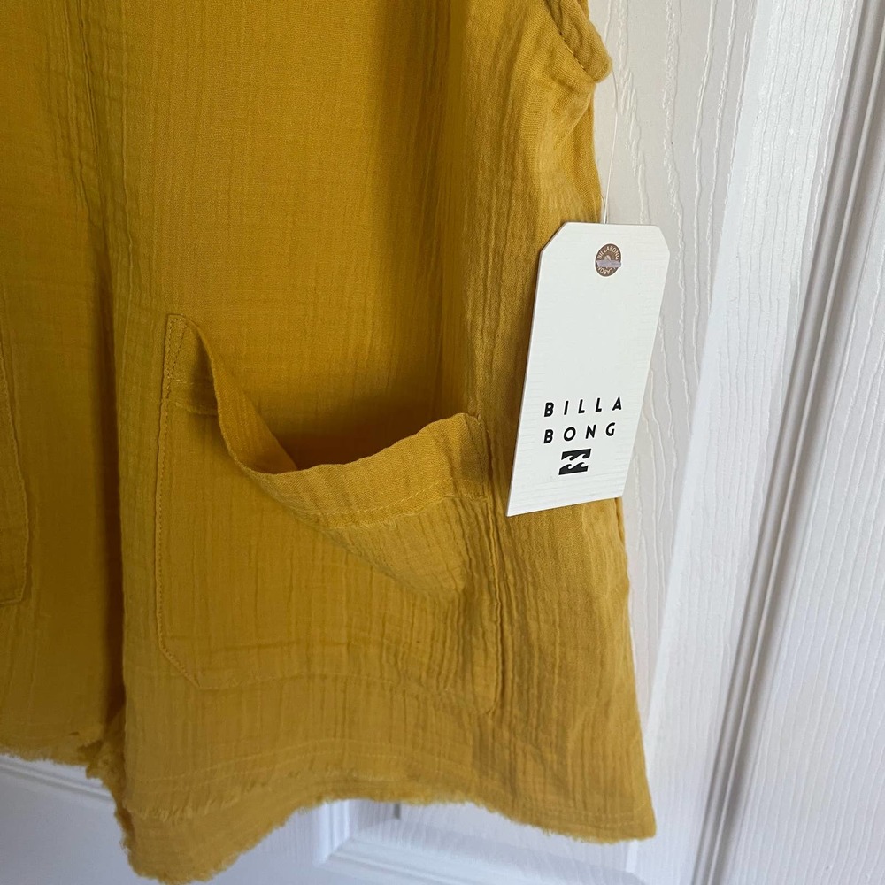 Billabong• Girl On The Run Mustard Yellow Short Overalls - Picture 7 of 16